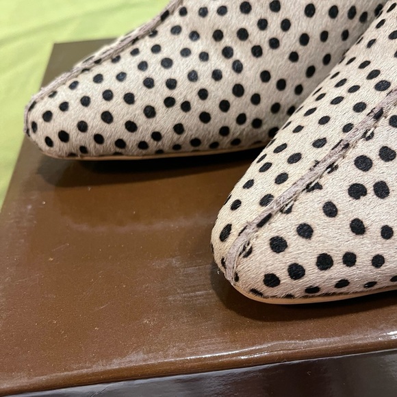 Diba True cow hair polka dot mules w/ wood wedge heel size 10 NEW IN BOX - Picture 6 of 12